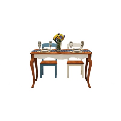 地中海餐桌 橡胶木田园餐桌椅组合 小户型实木饭桌长方形桌子