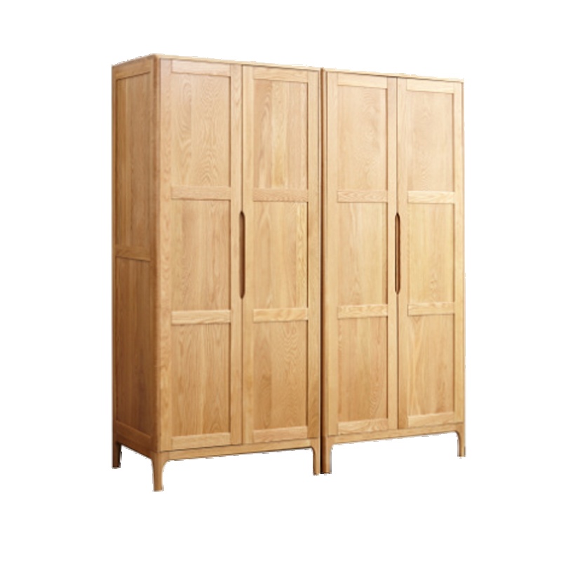 一米色彩 衣柜 北欧日式实木大对开两门 四门小户经济型现代简约原木衣橱柜木质宜家风格卧室
