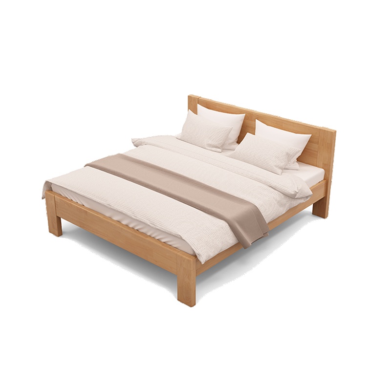 一米色彩 现代简约主卧实木床北欧1.5M1.8米原木北欧双人床木质 卧室家具