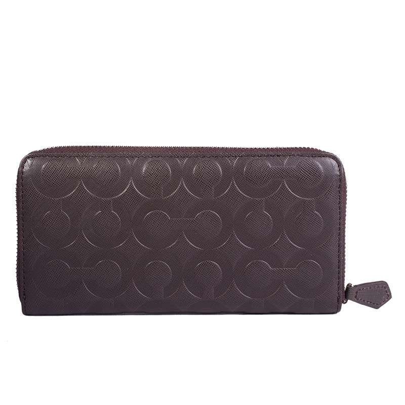 coach 经典男包 经典真皮欧普压花男士长款钱包 60735 黑色