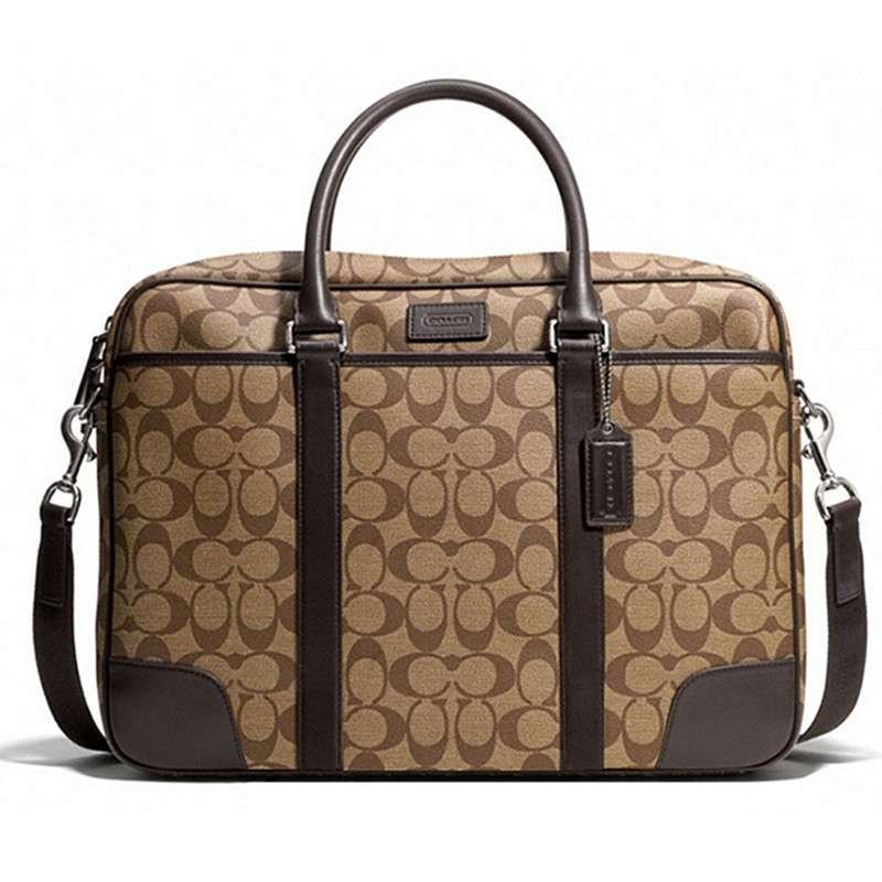 COACH蔻弛男包男士系列pvclogo手提斜挎两用包公文包F71168