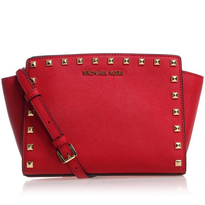 迈克·科尔斯(MICHAEL KORS)Selma系列女士真皮铆钉单肩斜挎包小号30T3GSMM2L