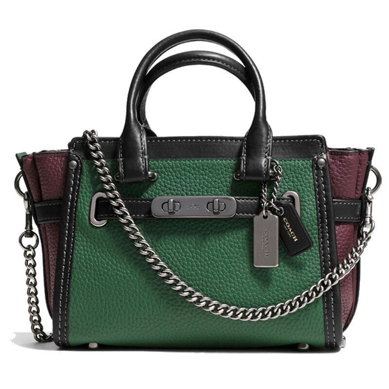 COACH 蔻驰粒面皮革带链SWAGGER手提包单肩包37003迷你号