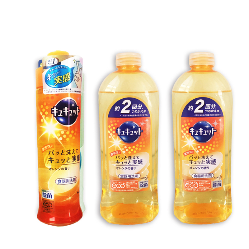 花王 日本餐具果蔬洗洁精 甜橙香型 240ml+770ml 套餐装