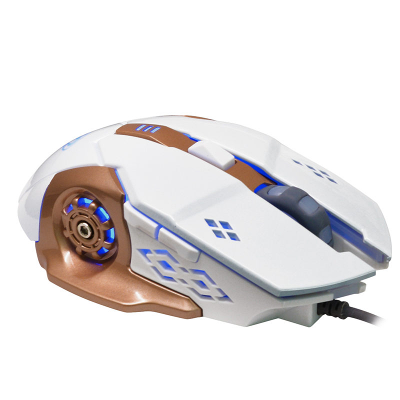 帝猫K6白色电脑鼠标游戏有线机械发光鼠标金属底板电竞usb台式英雄联盟cf