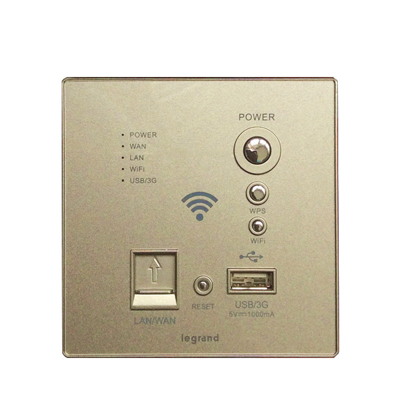 罗格朗无线WIFI开关插座86型缎沙金无线ap路由器USB墙壁面板入墙wifi电源插座