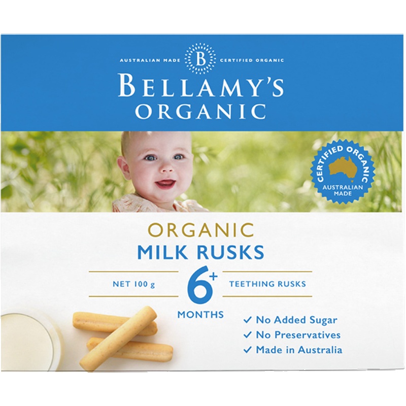 澳洲Bellamy's贝拉米有机婴儿磨牙棒磨牙饼干100g 1盒装 6+/6个月以上宝宝婴幼儿辅食澳大利亚进口