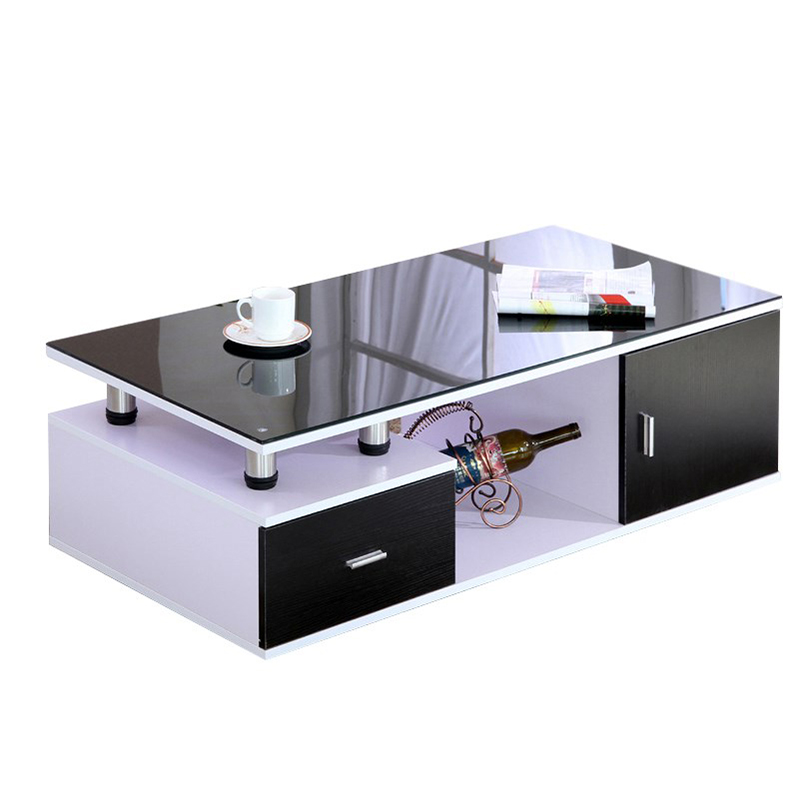 天惠子 茶几 小户型钢化玻璃茶几简约现代时尚创意茶几客厅组合方型木质带抽屉