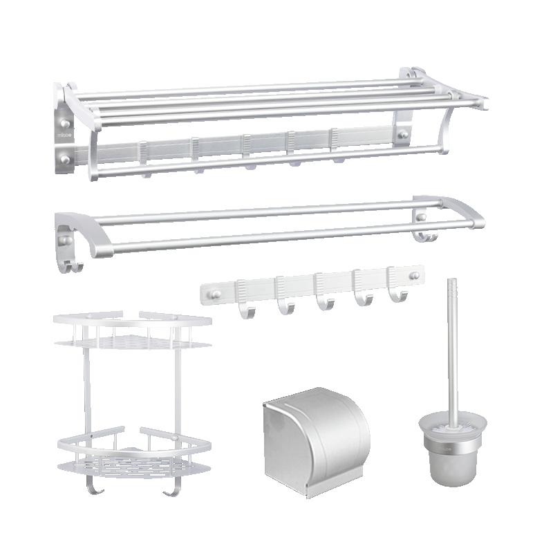 四季沐歌太空铝毛巾架浴巾架浴室卫浴五金套件卫生间折叠置物架