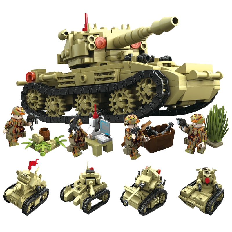 开智兼容乐高军事系列塑料拼装积木4合1铁血坦克队儿童益智组装玩具6岁以上男孩 铁血坦克84050 500块以上
