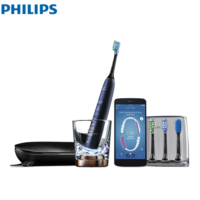 飞利浦(PHILIPS) 电动牙刷 HX9954/52 钻石亮白智能型 成人充电式 声波震动牙刷蓝牙版 五大模式智能计时