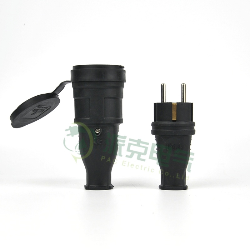 洋子（YangZi）大功率16A橡胶防摔防雨欧式插座 户外防水电源对接公母插头插座