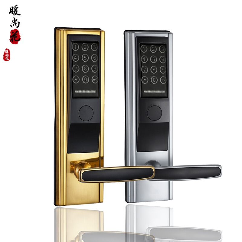 洋子(YangZi)电子密码门锁磁卡感应锁密码锁刷卡锁家用智能密码门锁6188密码+刷卡银色(左内)