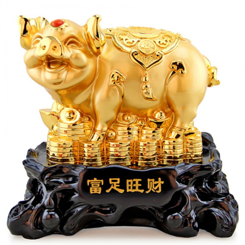 洋子(YangZi)猪摆件生肖猪富贵风水金猪客厅柜家里装饰工艺品搬新家送礼物