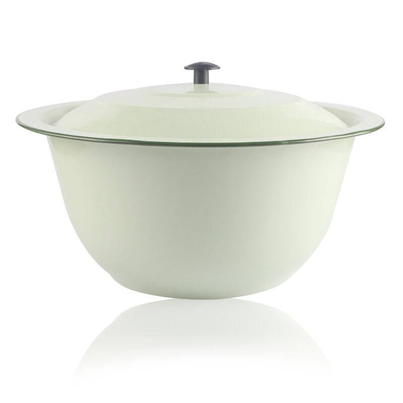 洋子(YangZi)珐琅搪瓷碗盆怀旧搪瓷洗手盆碗复古老式猪油碗带盖加高30cm搪瓷盖盆绿色
