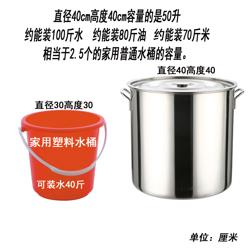 洋子(YangZi)304不锈钢桶带盖汤桶加厚加深电磁炉汤锅熬汤锅家用锅具水桶圆桶