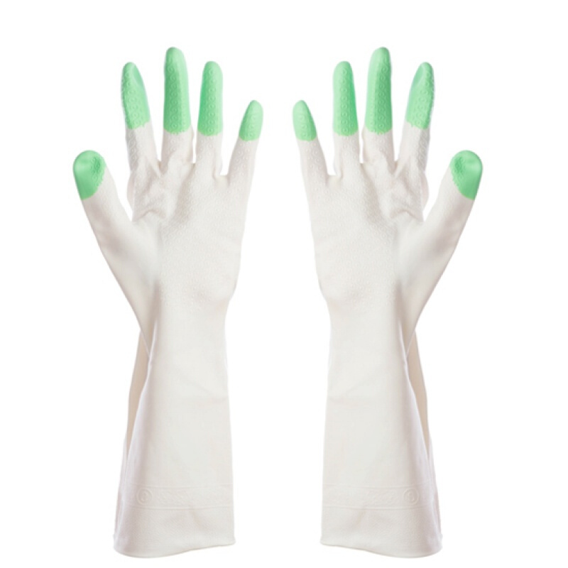 洋子(YangZi)厨房家务塑胶防水橡胶手套家用乳胶洗碗衣服皮手套薄款加厚耐用绿色M