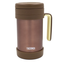 膳魔師(THERMOS)保温杯TCMF-500办公杯304不锈钢500ML硅胶茶漏水杯茶杯办公杯便携红棕色家用/通用