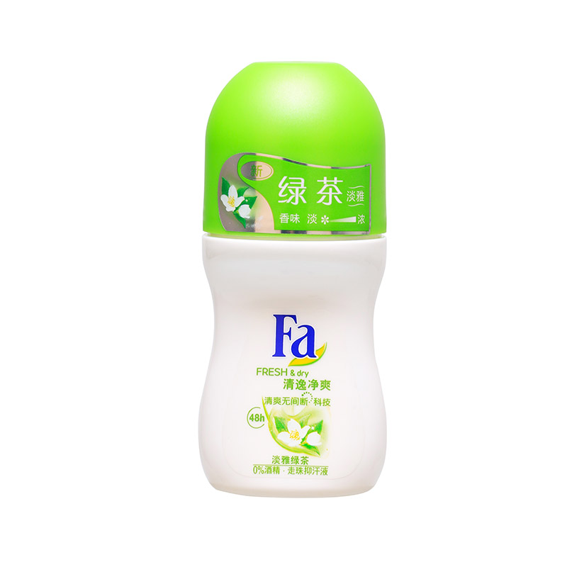 包邮FA走珠香体液清逸净爽淡雅绿茶50ml男女止汗露抑制汗液清爽去汗味去狐臭花果香调香体露