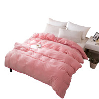 曼凝家纺 全棉水洗棉简约纯色双拼单品被套纯棉单双人1.5/1.8/2.0/2.2学生居家被芯被子套子被罩