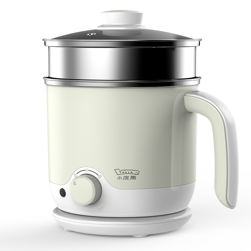小浣熊电热锅多功能蒸煮一体家用全自动电煮锅宿舍迷你泡面小火锅1.3升容量