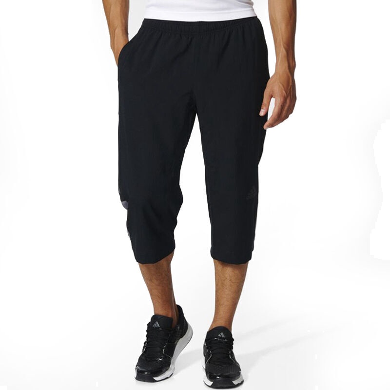 阿迪达斯男裤2018年夏季新款运动裤速干七分裤跑步训练透气休闲中长裤BK0982