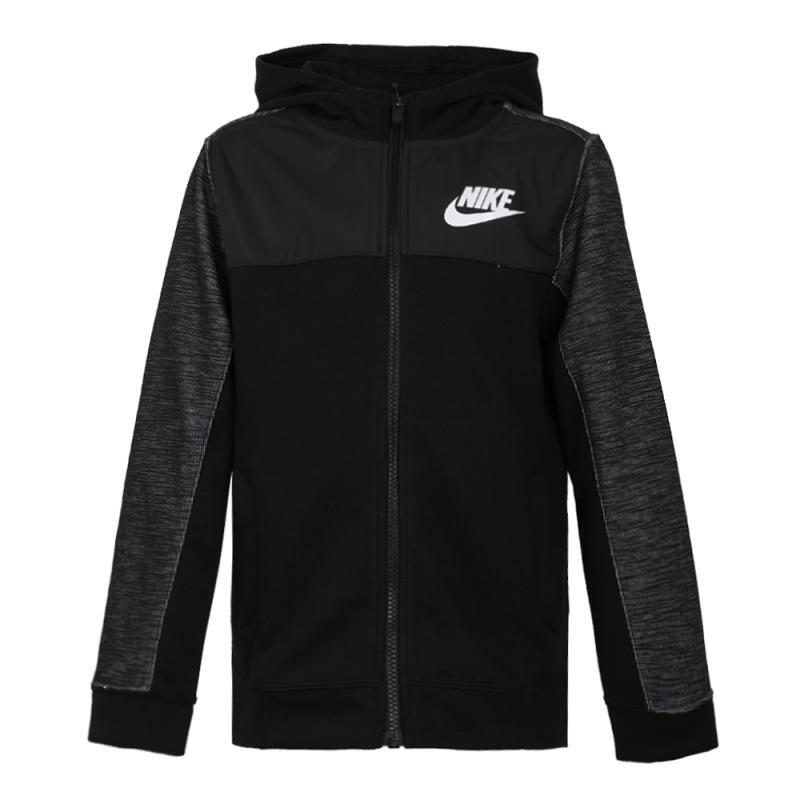 NIKE耐克男童装 2018秋冬新款运动休闲防风保暖舒适耐磨儿童连帽夹克外套上衣 AJ0117-010