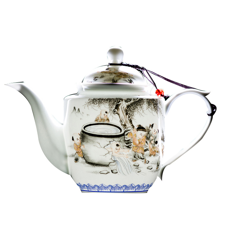 景德镇青花瓷茶具功夫套装组合手工茶具套装手绘功夫薄胎白瓷茶壶套装