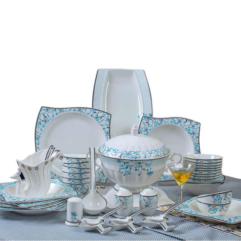 风源fy52头欧式骨瓷餐具套装高档碗盘碟家用结婚陶瓷器奢华组合
