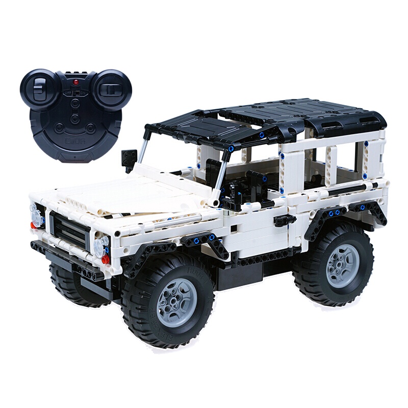 双鹰积木车跑车工程车军事电动遥控车兼容乐高拼装积木玩具6岁以上