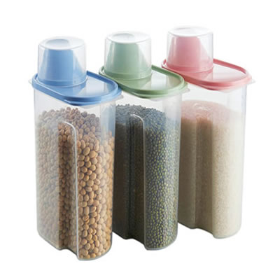 【2.5L3个装】五谷杂粮收纳罐塑料透明密封大号粮食收纳盒厨房储物瓶