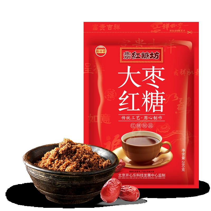 开心乐姜茶姨妈大枣红糖老土红糖农家手工甘蔗食糖280g*2袋