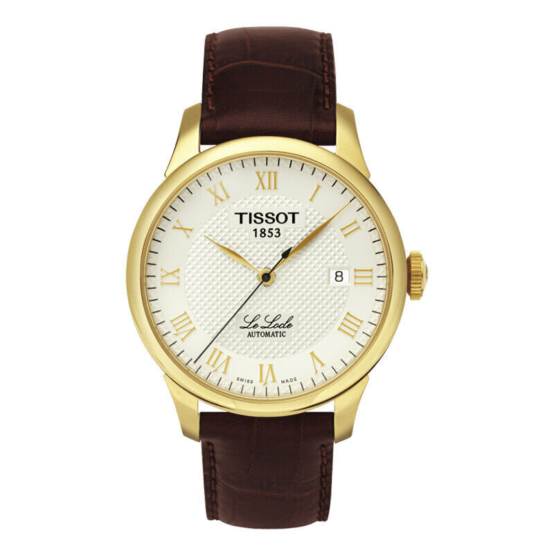 全国联保 天梭(TISSOT)手表 力洛克经典系列全自动机械男表瑞士正品商务棕皮男表 T41.5.413.73