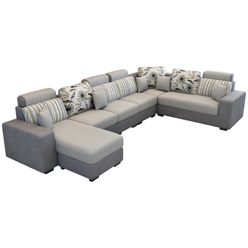 莱柯檑 沙发 布艺沙发现代简约U型沙发组合大户型布艺沙发客厅整装转角沙发 木质
