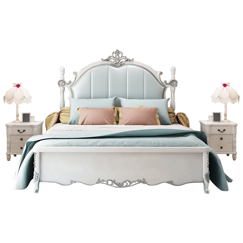 莱柯檑 欧式床美式床法式床双人1.8米主卧床公主床韩式床卧室家具 美式实木床