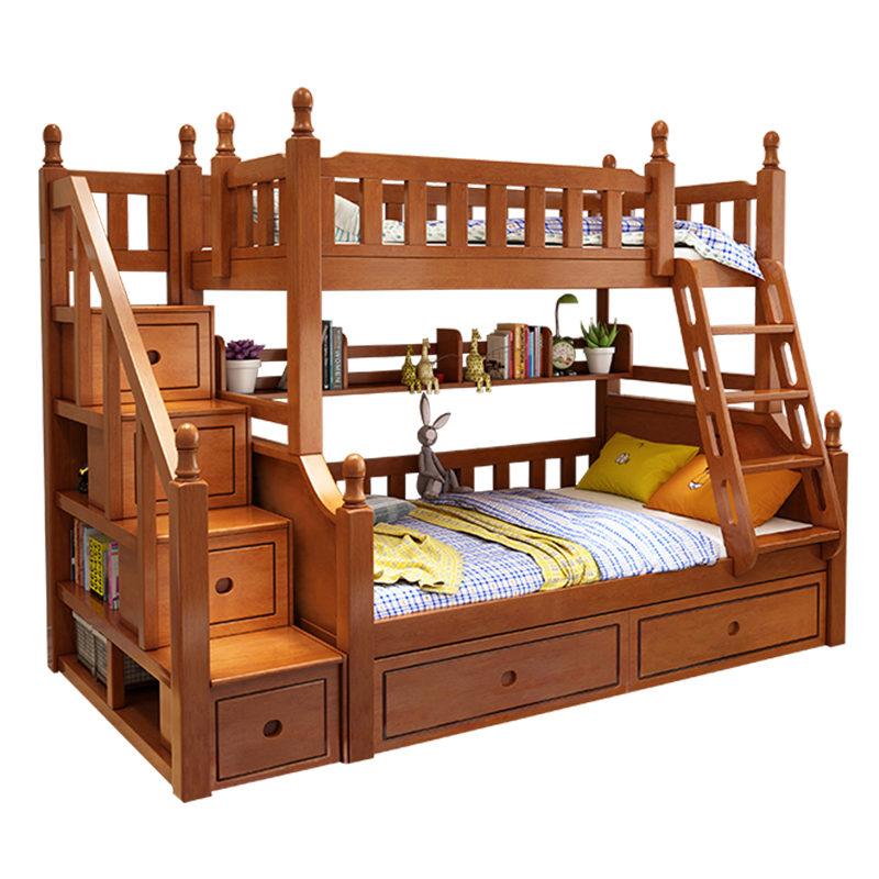 莱柯檑 全实木儿童床 高低/子母床 上下床 双层床 成人母子床 儿童床 实木床 上下铺木床子母床 木质