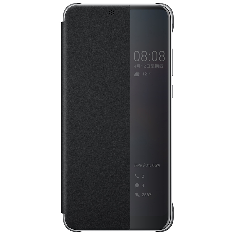 华为(HUAWEI)P20 Pro手机壳原装翻盖式智能休眠开窗保护套P20 Pro防摔全包手机套皮套保护套 黑色