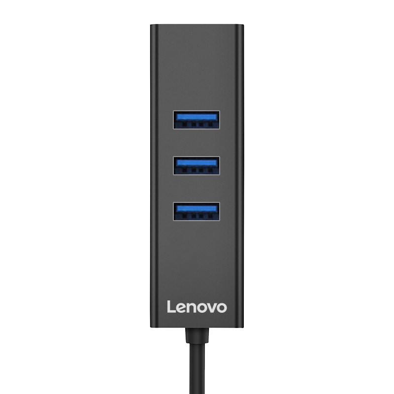 联想 USB3.0千兆有线网卡 转RJ45网口 一拖3口HUB分线器 苹果Mac笔记本电脑网口转换器 type-c扩展坞