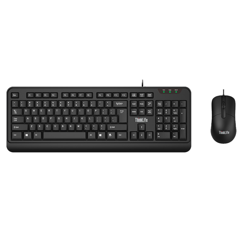 联想KM130原装键鼠套装电脑有线USB轻薄笔记本台式一体机家用办公商务娱乐鼠标键盘静音