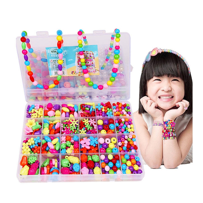 [送9件套配件]儿童串珠手工diy制作材料包3-6周岁女孩自制珠子手链项链创意玩具