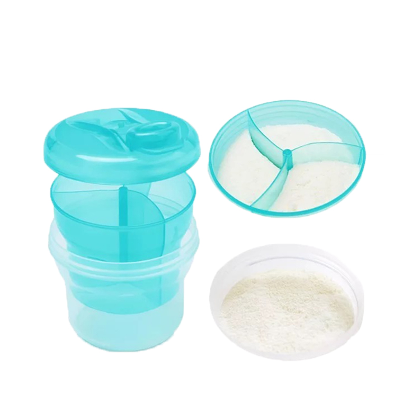 盟宝奶粉盒 便携三格奶粉格 PP安全材质 奶粉密封罐 绿色