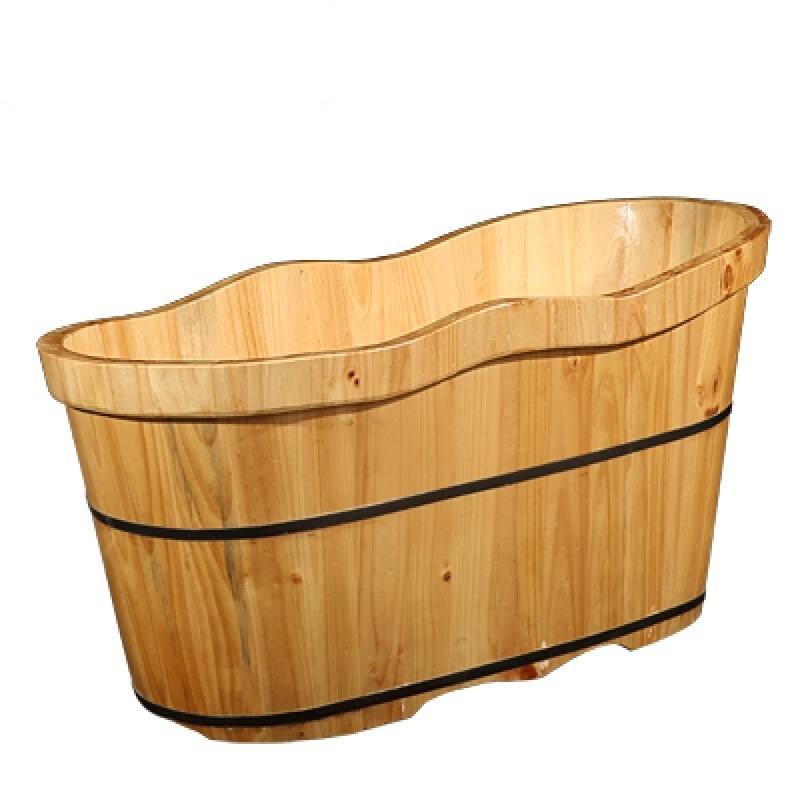 加厚木桶沐浴桶浴缸洗澡盆木盆纯实木单人洗浴泡澡桶 桔色都市诱惑