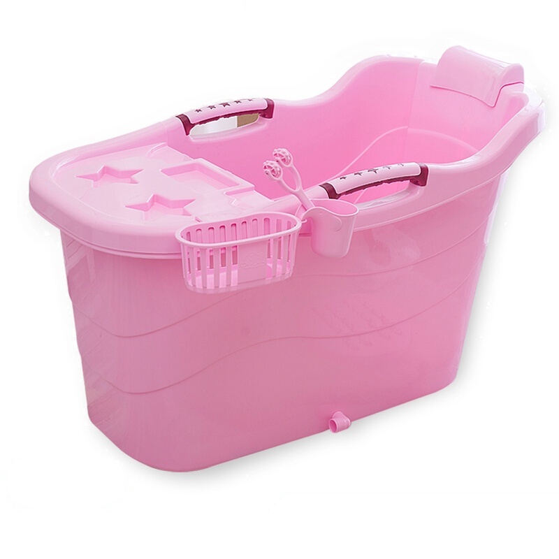 泡澡桶家用塑料浴盆特大号加厚浴桶双人浴缸斜靠式洗澡桶粉红色建议身高1.9米内使用都市诱惑
