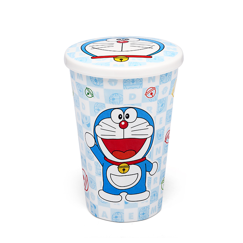 五和哆啦A梦956双色有盖大号杯儿童食品级A5密胺餐具宝宝碗盘水杯调羹可爱贴花幼儿园餐厅主题乐园餐具