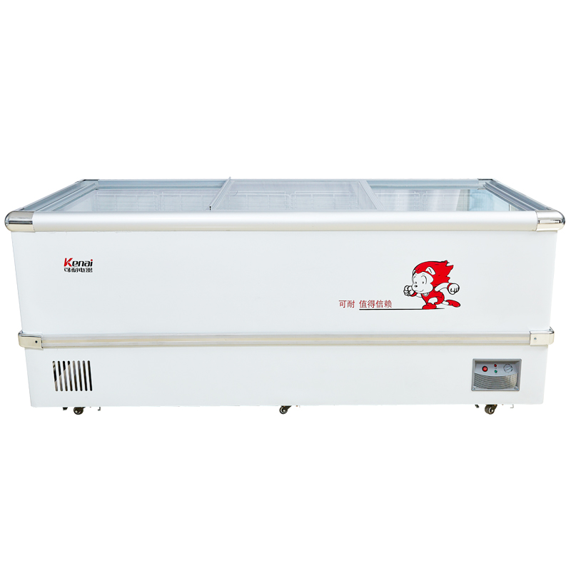 可耐(kenai)KN-2200 890升 欧式深体岛柜 大容积速冻卧式商用冷柜 超市饭店玻璃门展示柜 海鲜冷冻柜