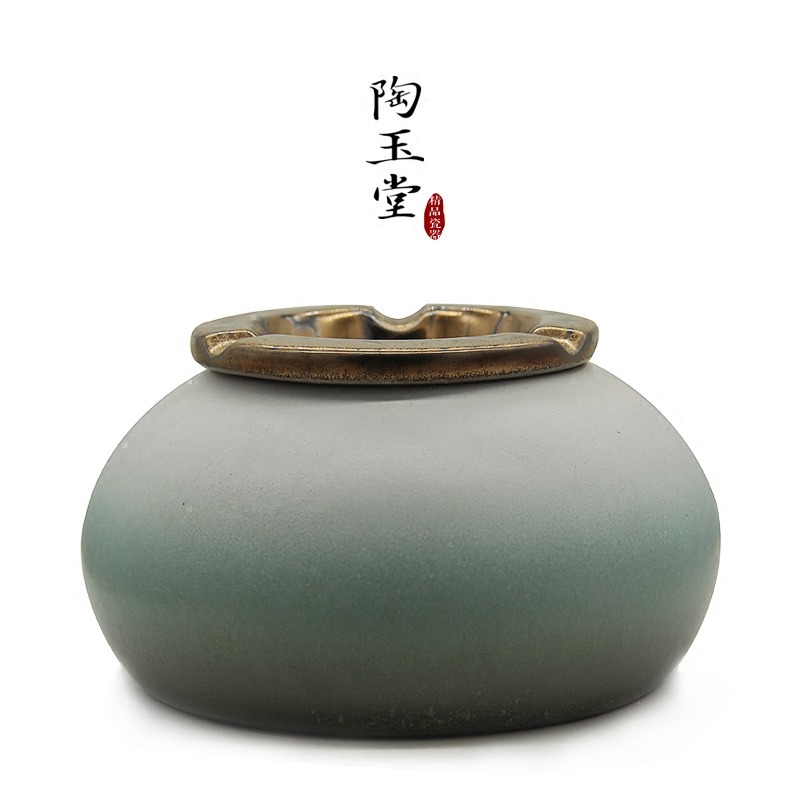 时尚烟灰缸创意办公室茶几陶瓷客厅带盖个性复古欧式烟缸简约摆件（请先与客服确认再下单）