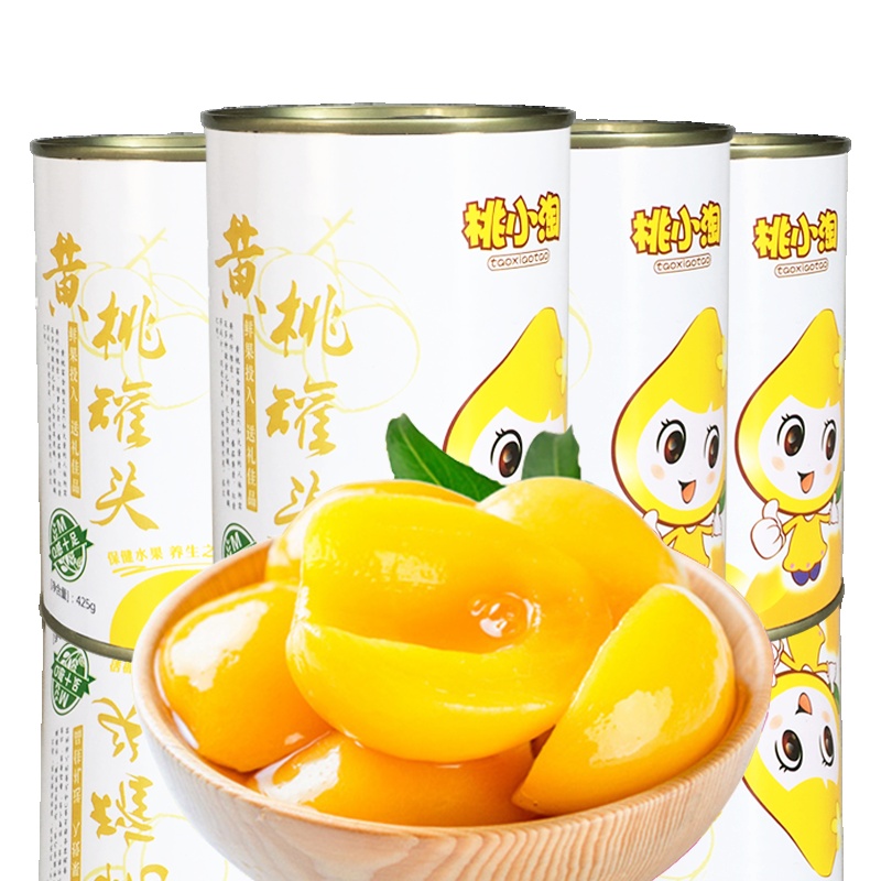 桃小淘新鲜糖水黄桃罐头新鲜水果罐头开罐即食黄桃对开425g*4罐整箱华东