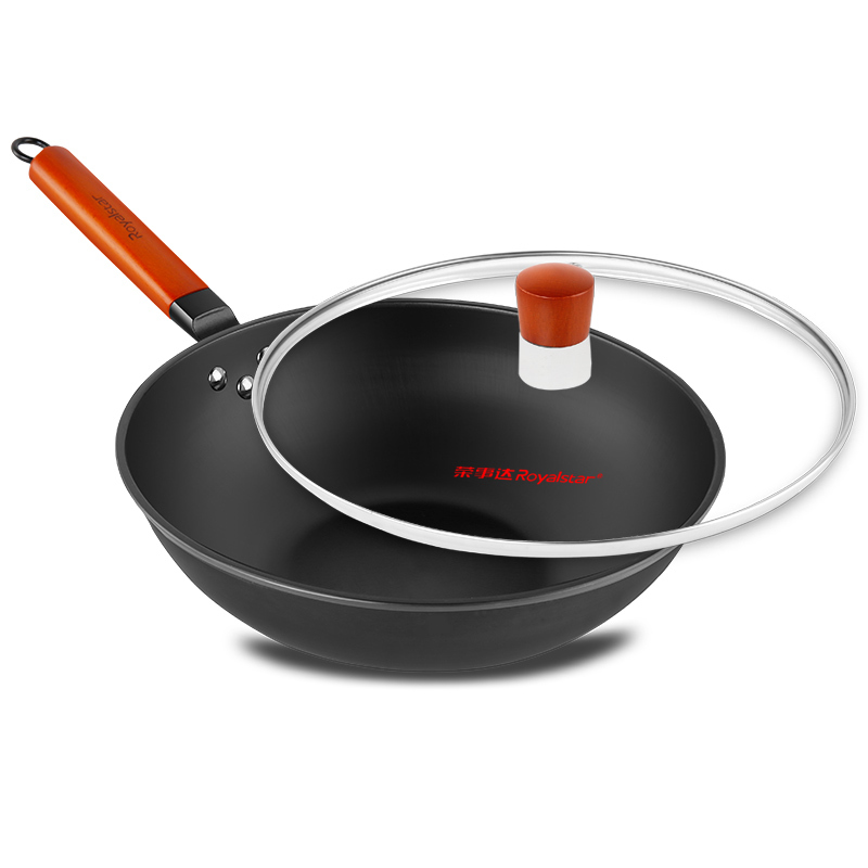 荣事达(Royalstar)炒锅铸铁电磁炉燃气灶无烟锅家用不沾精铁无涂层炒菜锅30cm