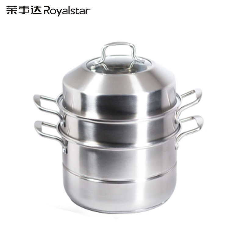 荣事达(Royalstar)蒸锅304不锈钢双层锅具2层加厚蒸笼电磁炉燃气蒸锅家用26cm