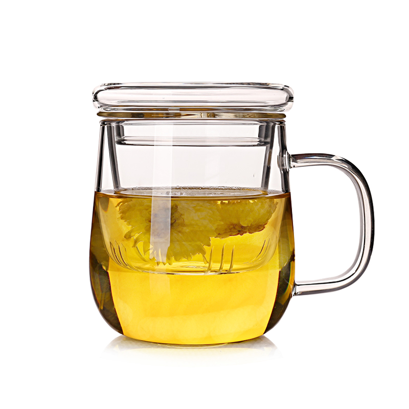 加厚玻璃杯 花茶杯水杯茶具杯子女喝水带盖茶杯 办公室过滤泡茶杯水杯